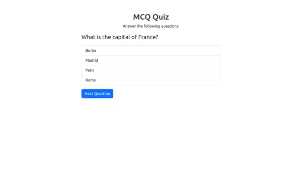 bootstrap quiz template (Interactive)