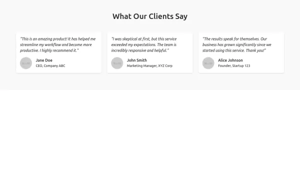 Customer testimonials