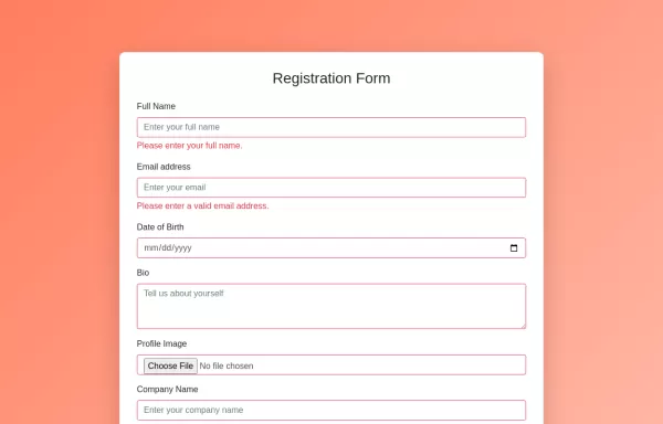 HTML and Bootstrap  for Registration Form