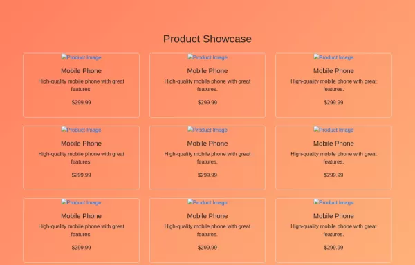 HTML and JavaScript for Product Showcase Page