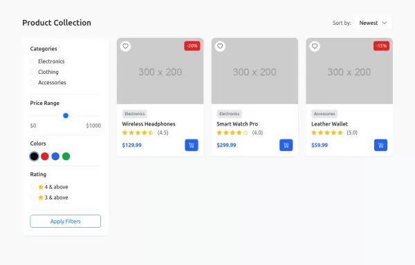 Interactive Shop Catalog Layout