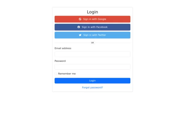 Login form with social login buttons