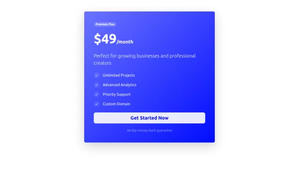 Premium Gradient Pricing Card