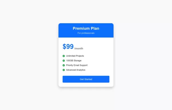 Pricing card