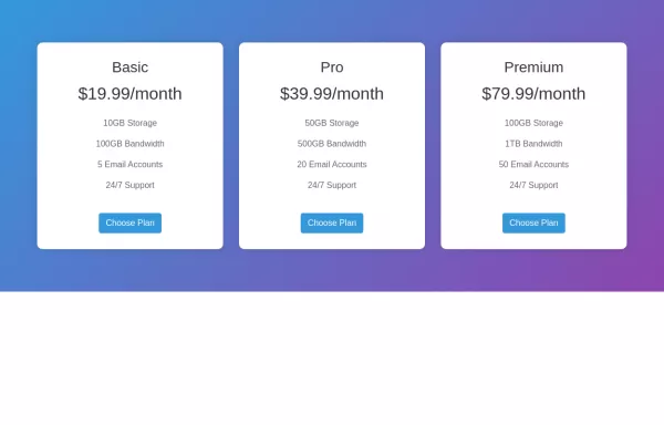 Pricing cards