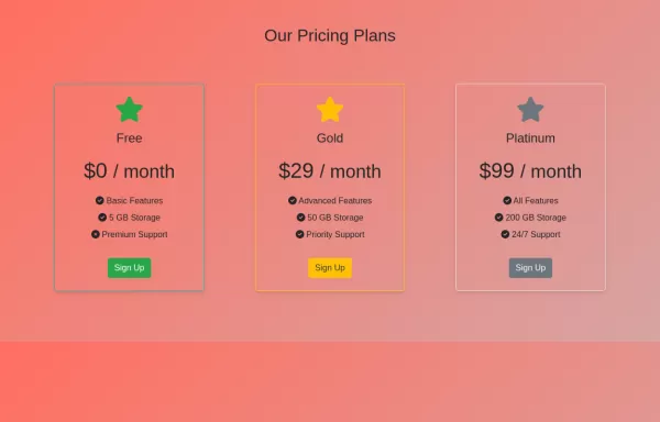 Pricing Page with Bootstrap and Icons