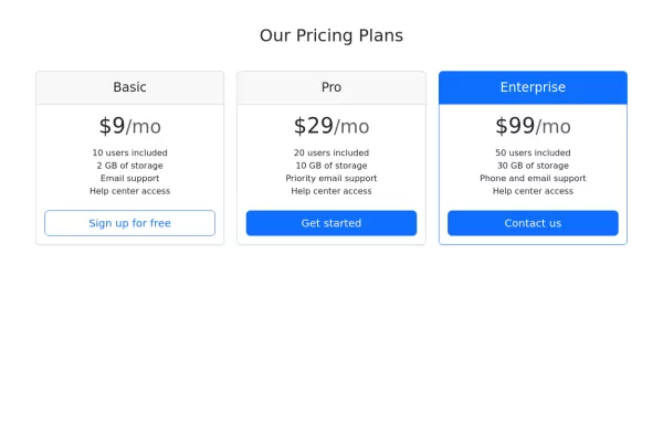 Simple Pricing Card Component