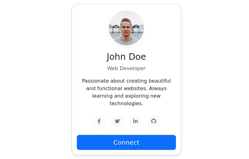 User Profile Card with Social Icons using Bootstrap 5